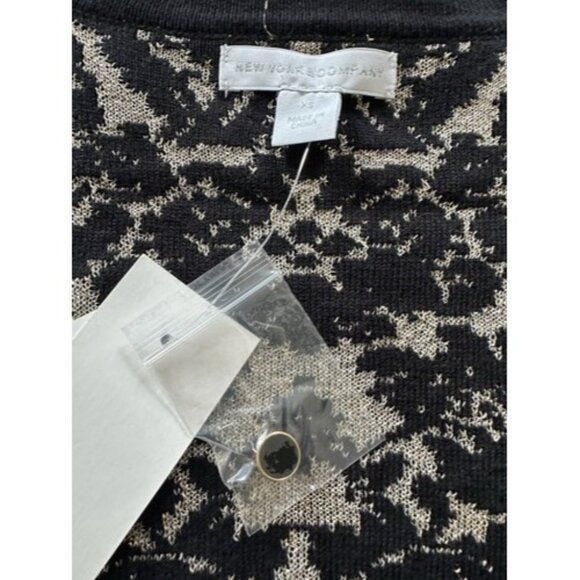 New York & Company Black Gold Floral V-Neck Cardigan Button up Size XS - Picture 7 of 13